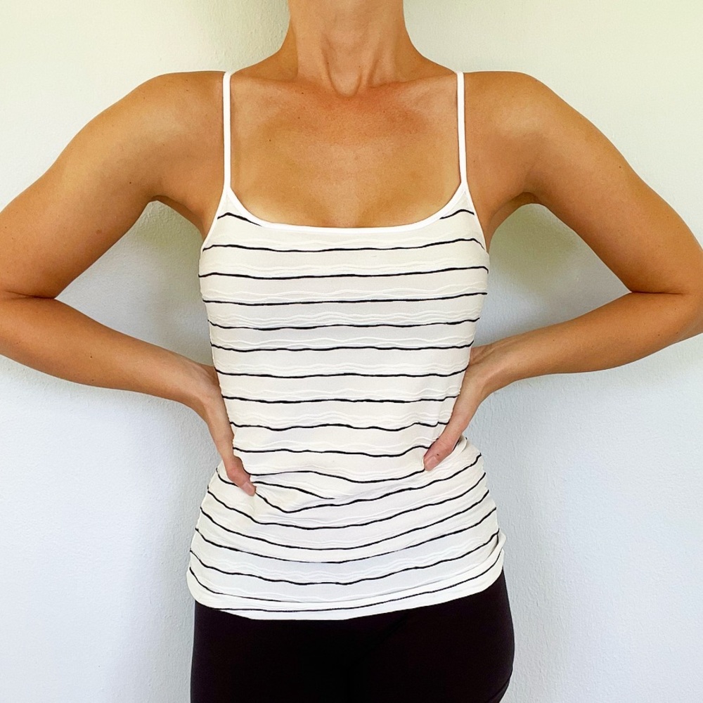 LOFT white striped textured spaghetti strap camisole tank size XS